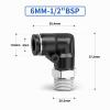 ERGAOBOY 5-Pack 6 mm OD x 1/2" BSP Male 90° Push-to-Connect Elbow Fittings view 2