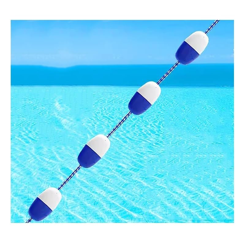 Floating Pool Safety Rope with Floats, Blue and White Lane Divider