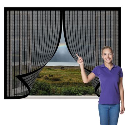 Magnetic Fly Screen for Windows 218 x 259 cm, Black
