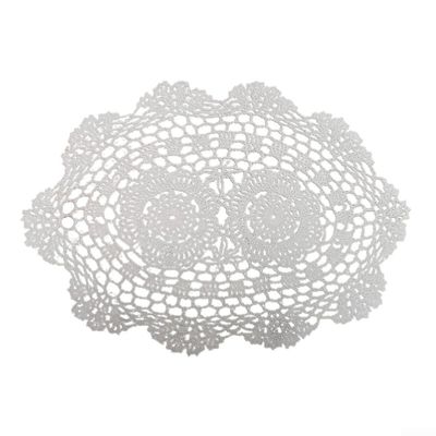 Traditional Oval Table Mat, Hand-Crocheted, Floral Lace, Elegant Dining Room Decoration (White)