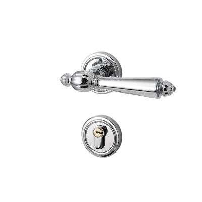 French Interior Door Lock in Chrome Finish, Silver Bedroom Door Handle