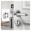 French Interior Door Lock in Chrome Finish, Silver Bedroom Door Handle view 2