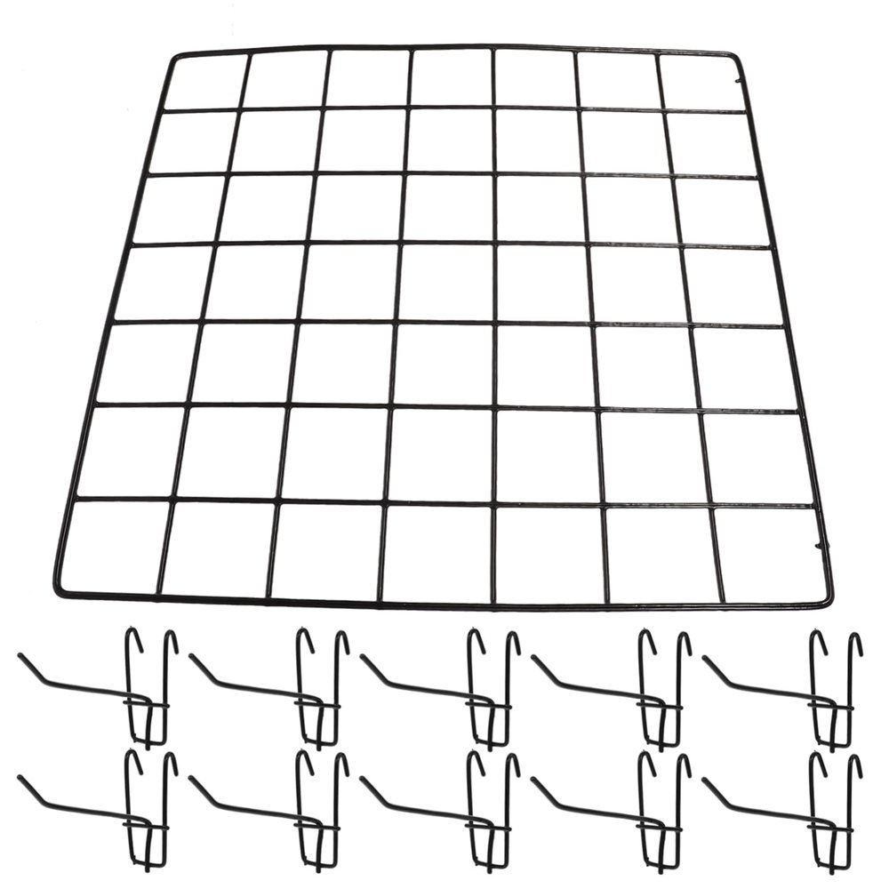 Veemoon 10-Piece Wire Grid Wall with Hooks and Nails, Wall Shelf for Photos and Decor at Home or Office
