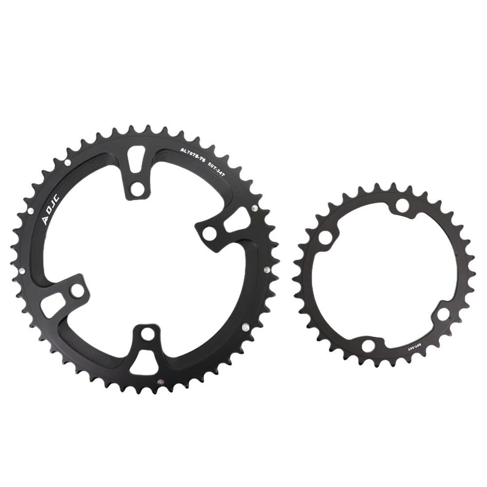 LKfjnhePF Road Bike Chainring, 110 BCD, 4-Bolt, Oval/Round Double Chainring, 52/36T (Round 50/34T)