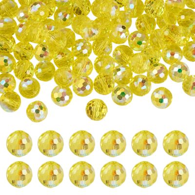 PandaHall Crystal Glass Beads, 10mm, Faceted, Round, AB Color, 80 Pieces
