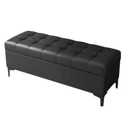 Modern Leather Storage Bench for Bedroom, Living Room, or Entryway