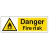 V Safety Safety Sign “Danger Fire Risk,” Landscape, 300 x 100 mm, 3 mm, Brushed Aluminum Composite view 1
