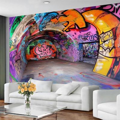 GIVLWF Graffiti Peel-and-Stick Wallpaper Mural for Bedroom and Living Room