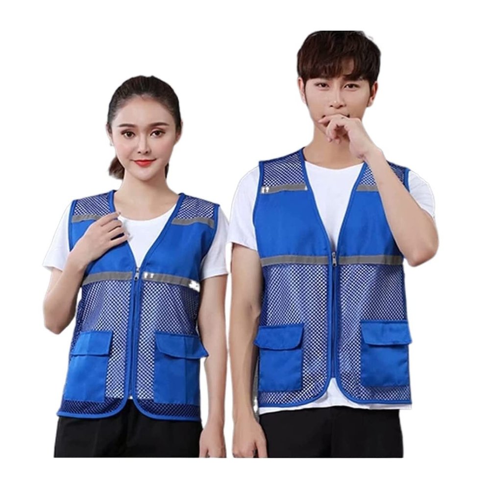 High-Visibility Reflective Mesh Safety Vest with Pockets