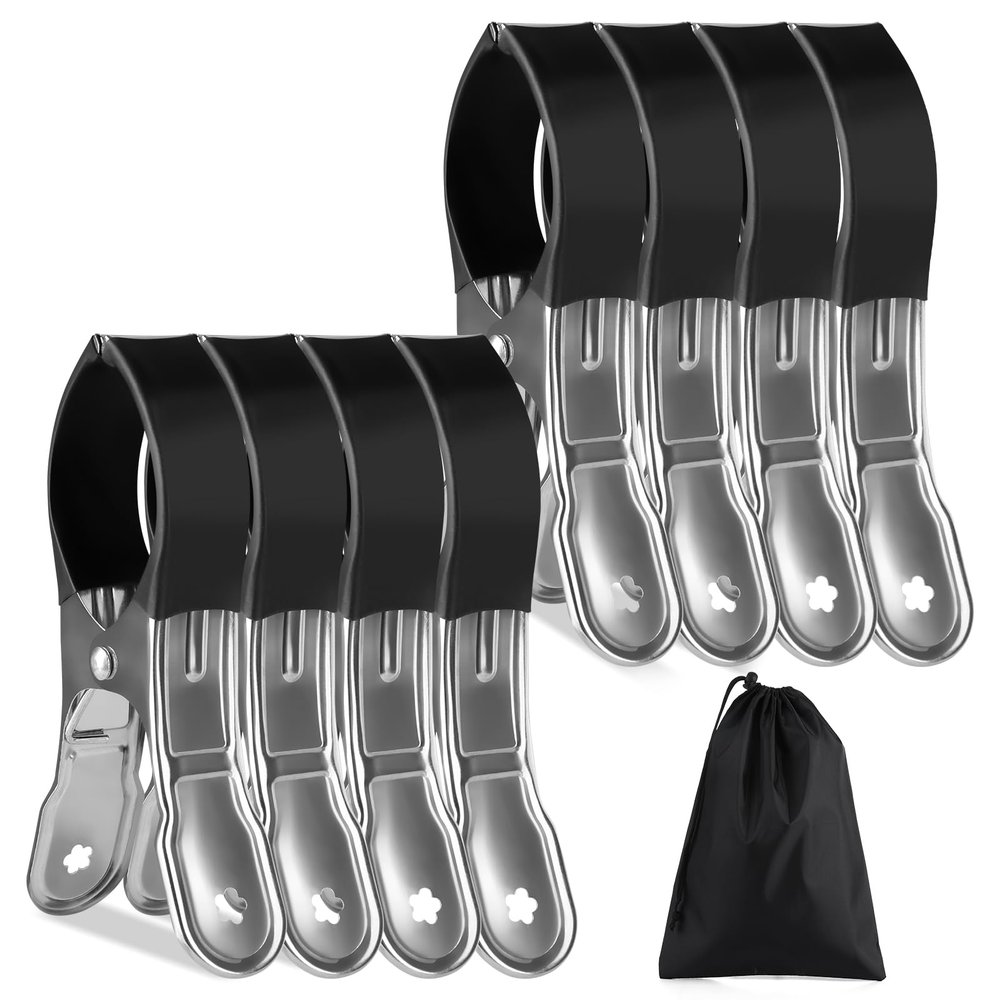8-Pack Stainless Steel Towel Clips