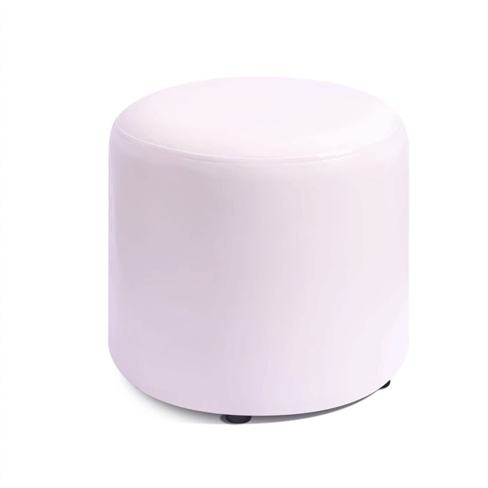 Small Ottoman Footstool, Versatile Leather Pouf for Living Room, Compact Sofa Stool, Round Accent Seat, Coffee Table, Home Decor, Easy Assembly, Stylish and Functional