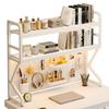 130 cm Multipurpose Metal Desk Shelf with Pegboard, White view 1