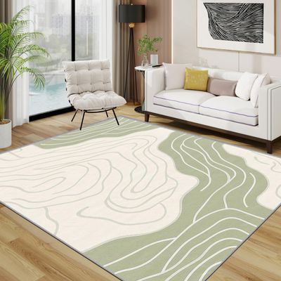 TerroVee Abstract Area Rug, Modern Minimalist, Non-Slip, Washable, Soft, Simple Line Design, Beige, 120 x 180 cm