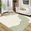 TerroVee Abstract Area Rug, Modern Minimalist, Non-Slip, Washable, Soft, Simple Line Design, Beige, 120 x 180 cm view 1