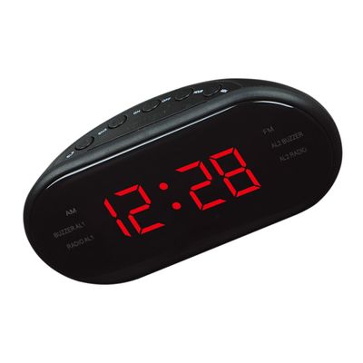 Operitacx Digital AM/FM Alarm Clock Radio with Night Light, Red