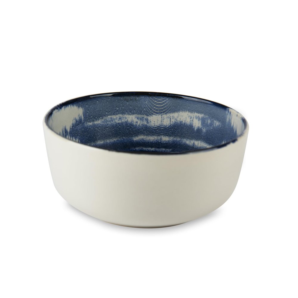 Excelsa Ermes Set of 6 Multipurpose Ceramic Bowls, Blue and White Decoration