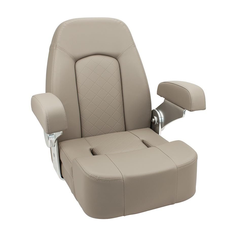 PONTTOR BLIES Boat Seat with Flip-Up Function, Fabric-Like Vinyl, Taupe