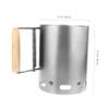 Toyvian Charcoal Chimney Starter with Wooden Handle, Silver view 2