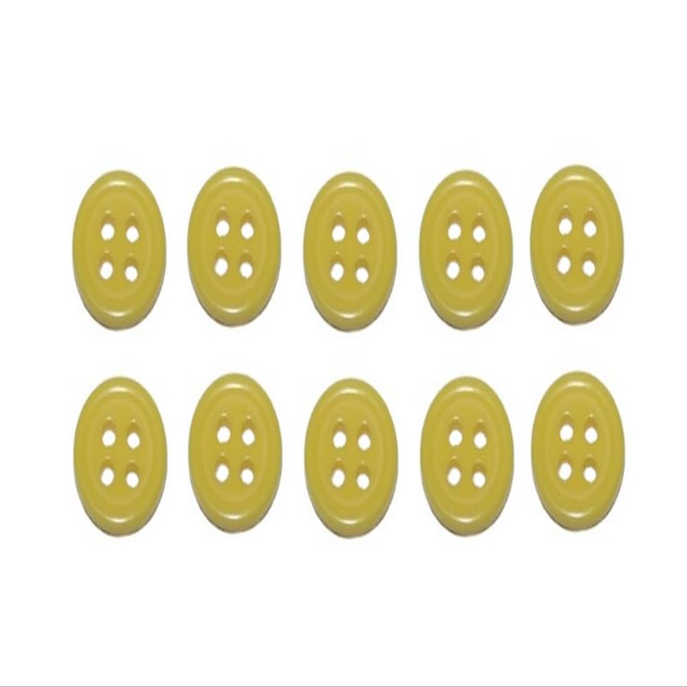 Premium 10mm 4-Hole Button - Golden Kiwi Yellow (10 pcs)