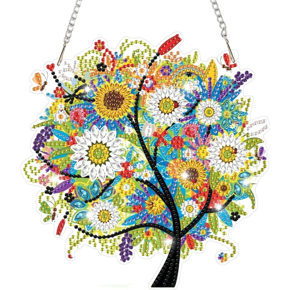 HEIBAGO Colorful Tree Diamond Painting Window Decor