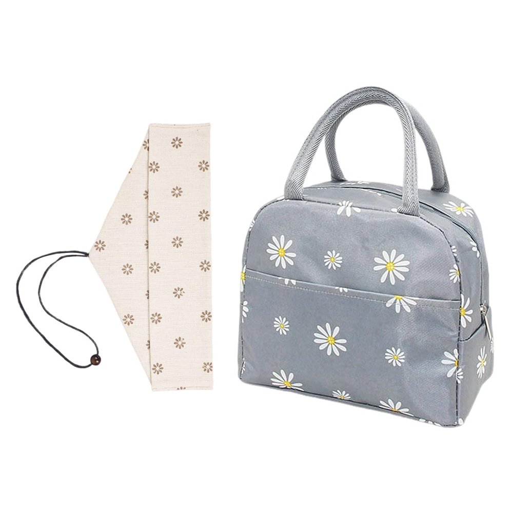 YSDYY 1-Piece Daisy Insulated Bag & 1-Piece Triangle Food Bag