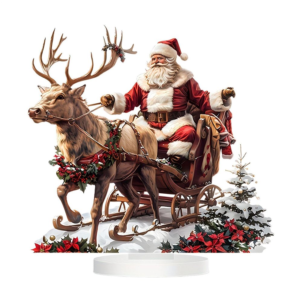 Sleigh Deer Figur - Display Santa Ornament