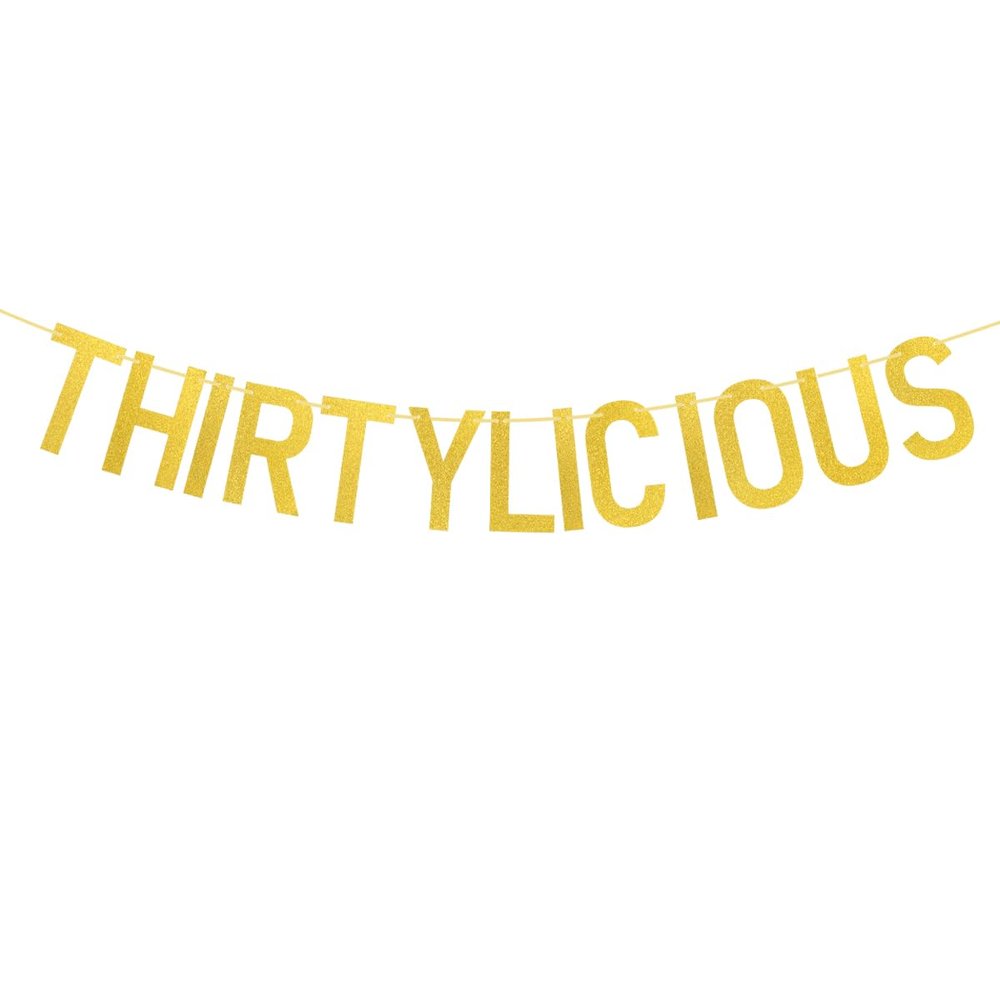Cadimus Thirtylicious Gold Glitter Banner