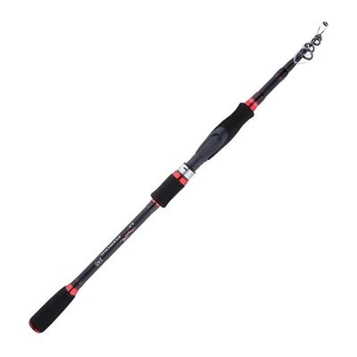 RaamKa Carbon Telescopic Fishing Rod, 1.8 m, Red/Black Spinning