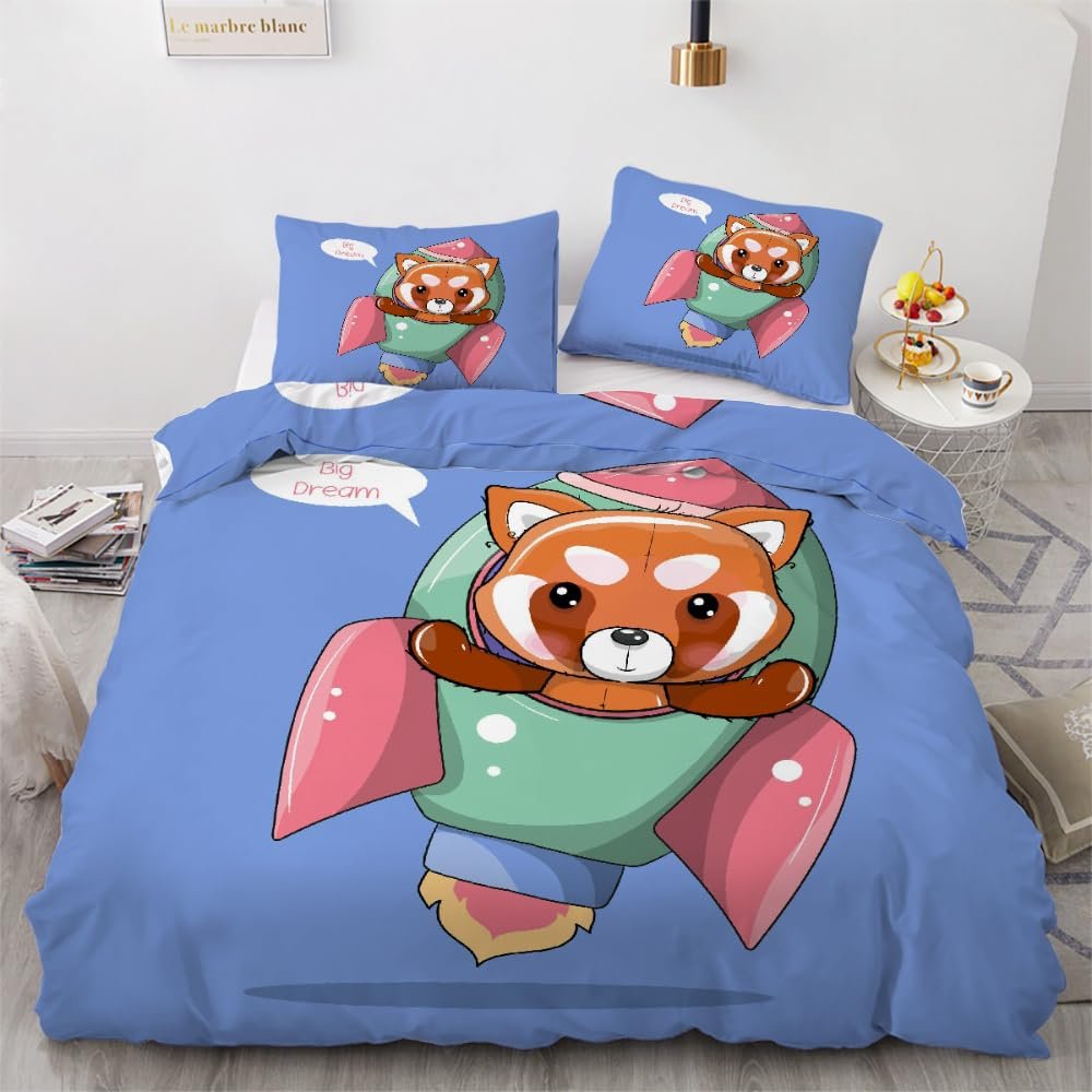 MARBRE 3D Red Panda Bedding Set, 4-Piece, 135 x 200 cm, 100% Microfiber