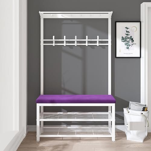 Narrow Hallway Coat Rack with Shoe Storage and Bench