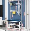 Narrow Hallway Coat Rack with Shoe Storage and Bench view 2