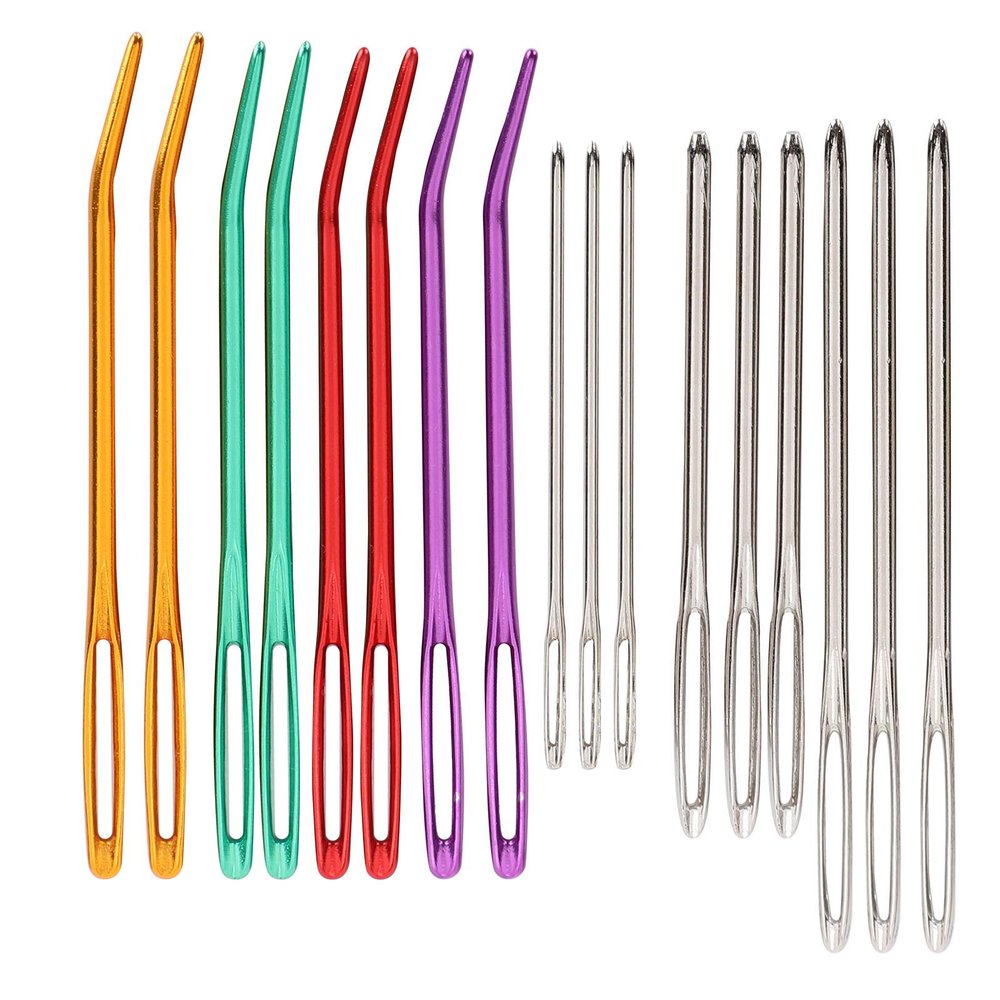 24-Piece Large-Eye Stainless Steel Curved Tapestry Needles with Storage Case