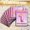 Colibri Edition 10 Birthday Invitation Cards for Girls - Pink Glitter Design, A6 view 2