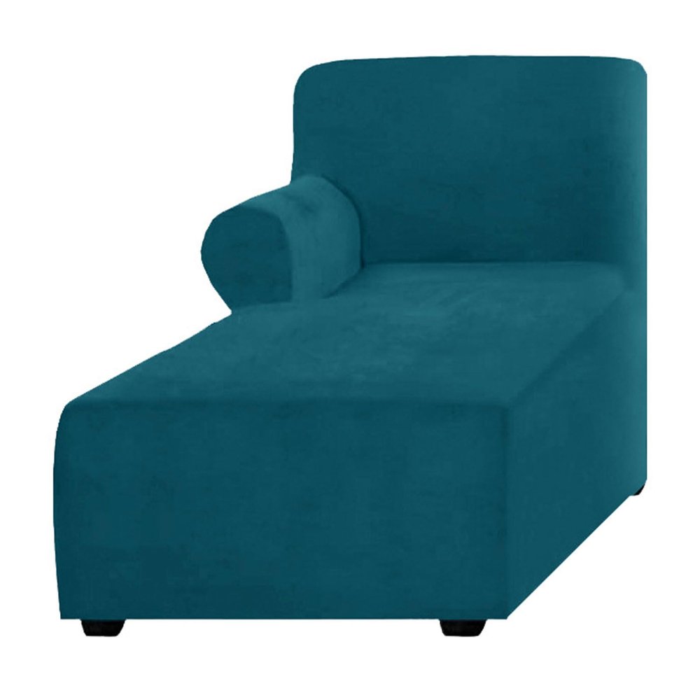 HUIZHENSHENG Velvet Sectional Sofa Slipcover, Left Chaise, Blue