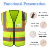 Busparst Safety Vest with Custom Logo for Men and Women, Class 2 Hi-Vis Vest with 4 Pockets view 4