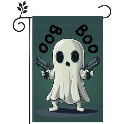 Halloween Ghost Garden Flag, Double-Sided Outdoor Decorative Flag, 12 x 18 in