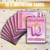 Colibri Edition 10 Birthday Invitation Cards for Girls - Pink Glitter Design view 2