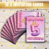 Colibri Edition 10 Birthday Invitation Cards for Girls - Pink Glitter Design view 2