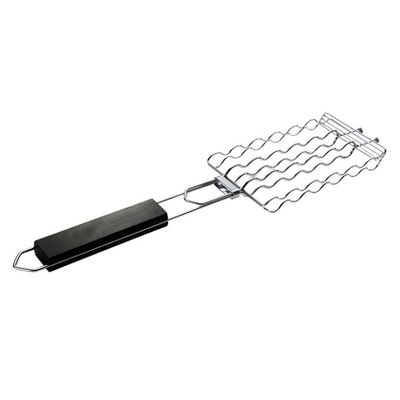 Stainless Steel Grill Tongs with Clip Closure, Wavy Design, Grill Accessory