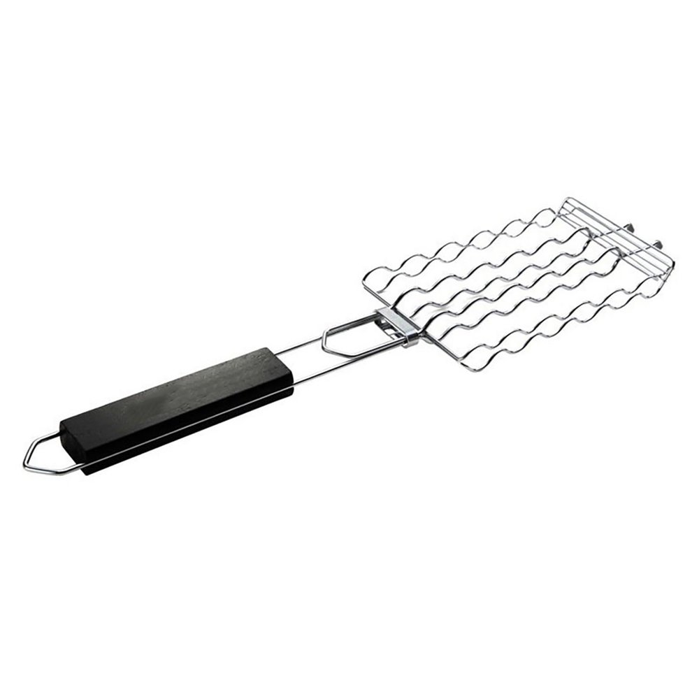 Stainless Steel Grill Tongs with Clip Closure, Wavy Design, Grill Accessory