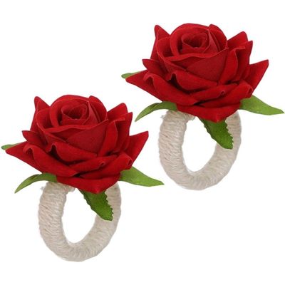Glixoft 2-Piece Rose Napkin Rings