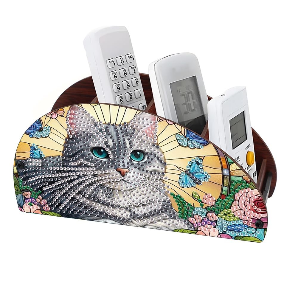 Aodejoy Diamond Painting Remote Holder, Wooden Desk Organizer