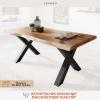 Loreno Dining Table 120 × 80 × 77 cm, Natural Acacia, Silver X-Frame view 2
