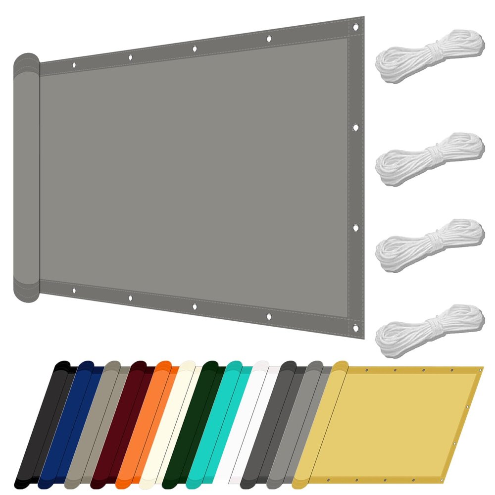 Water-Permeable Sun Shade Sail 1.45 x 3.2 m, UV Protection, Weather-Resistant, with Ropes, Light Gray