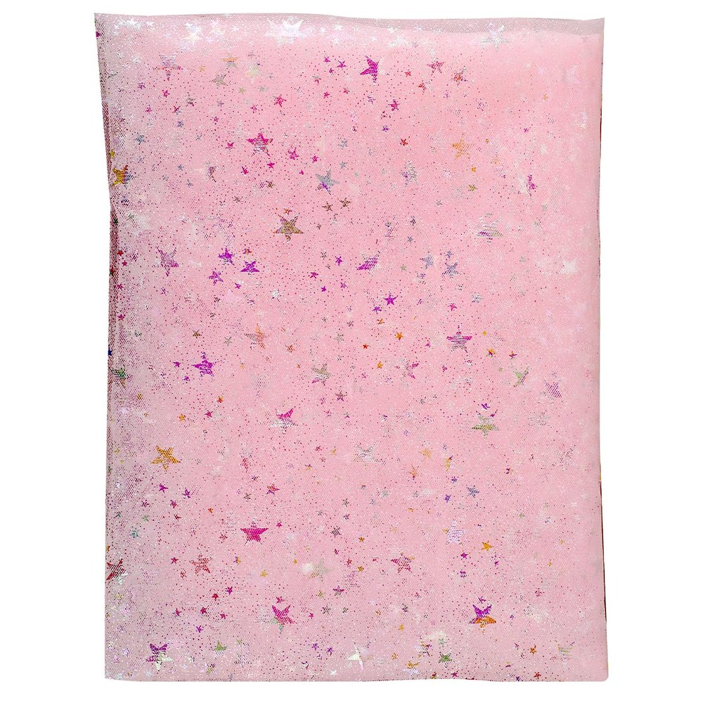 Sparkly Pink Tulle Fabric with Stars