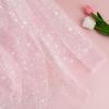 Sparkly Pink Tulle Fabric with Stars view 4