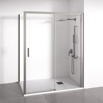 BELLOBATH Corner Shower Enclosure, Silver, 170–175 x 72–75 cm, Left Entry