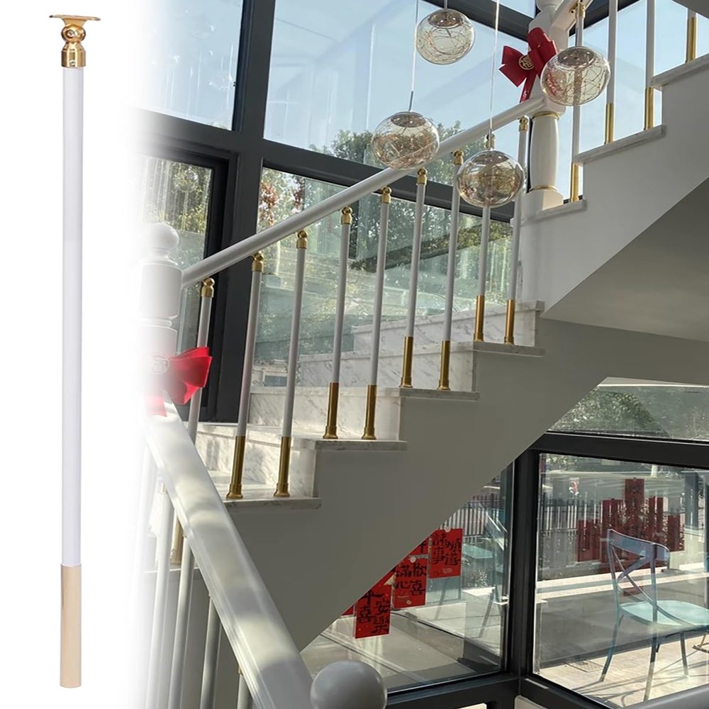 Elitix Indoor Stair Railing Balusters, 36-Inch Adjustable Banister Posts, White, 50 Pieces