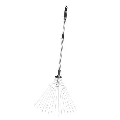 Adjustable Collapsible Aluminum Alloy Garden Leaf Rake, 15 Teeth, 81–160 cm
