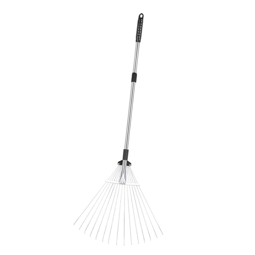 Adjustable Collapsible Aluminum Alloy Garden Leaf Rake, 15 Teeth, 81–160 cm